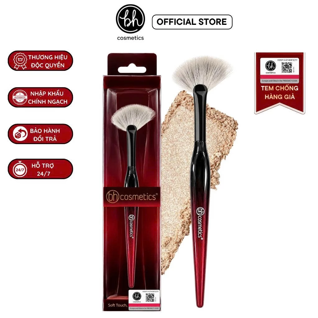 Cọ quạt xéo highlight tán phấn setting BH Cosmetics SMALL ANGLED FAN BH022