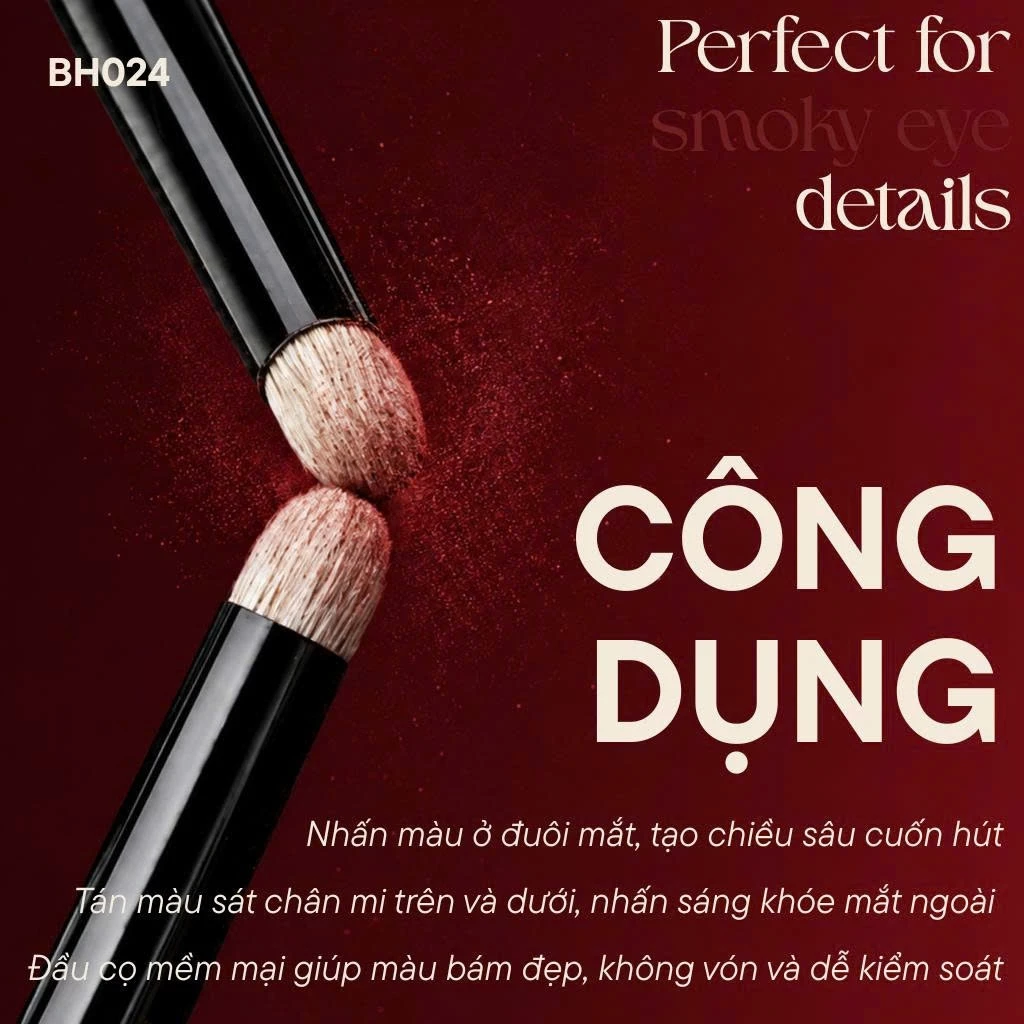 Cọ Nhấn Đầu Mắt - Tán Hốc Mắt - Tô Sáng Highlight Bọng Mắt BH Cosmetics Small Pencil BH024