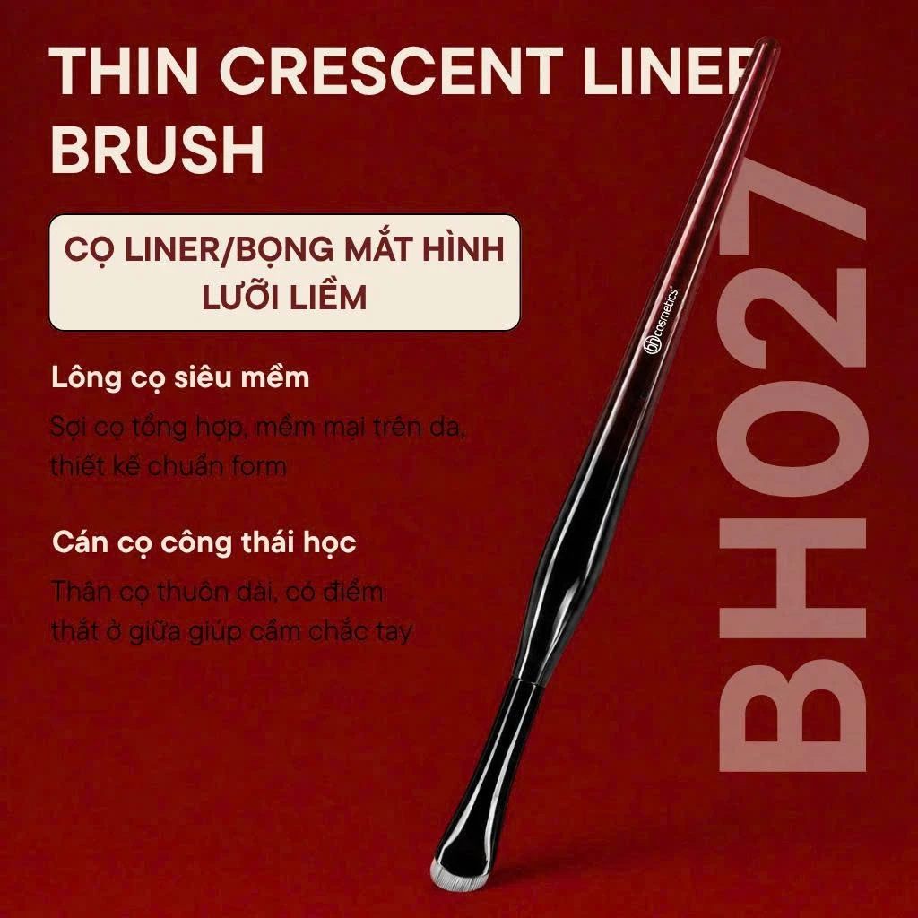 Cọ Đánh Bọng Mắt Vẽ Eyeliner Vẽ Mày Siêu Mảnh Đầu Lưỡi Liềm Bh Cosmetics Thin Crescent Liner Brush BH027