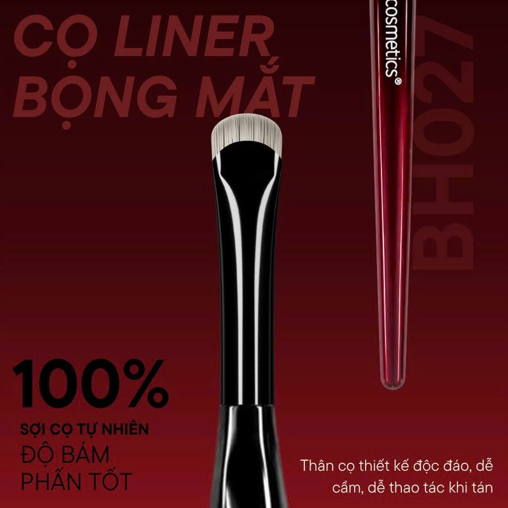 Cọ Đánh Bọng Mắt Vẽ Eyeliner Vẽ Mày Siêu Mảnh Đầu Lưỡi Liềm Bh Cosmetics Thin Crescent Liner Brush BH027