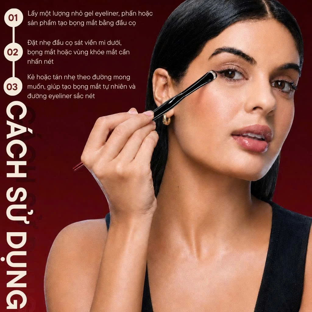 Cọ Đánh Bọng Mắt Vẽ Eyeliner Vẽ Mày Siêu Mảnh Đầu Lưỡi Liềm Bh Cosmetics Thin Crescent Liner Brush BH027