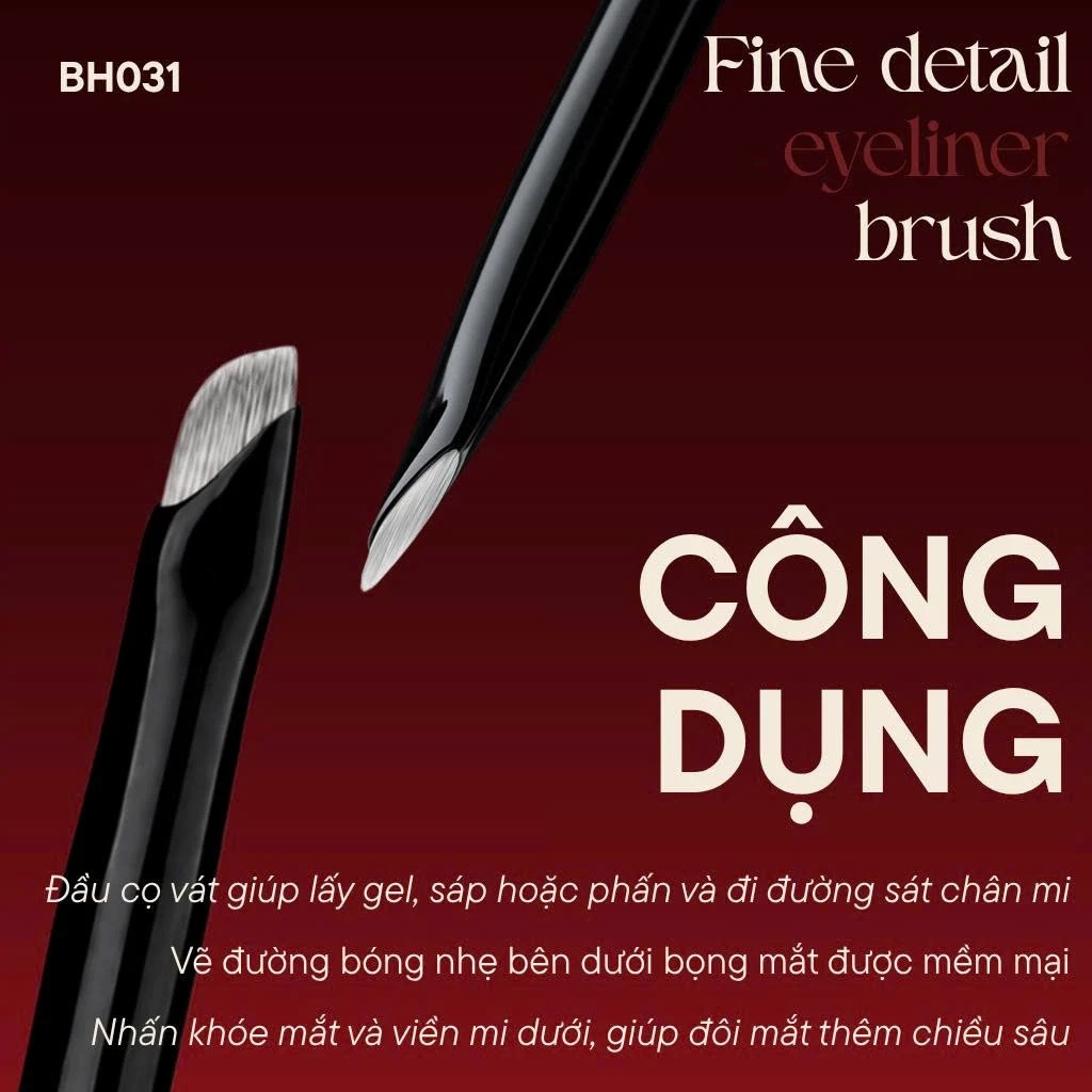 Cọ Tém / EyeLiner xéo để tém mày /kẻ mày /kẻ mắt cực mảnh và dễ dàng mới về BH COSMETICS Small Angled Liner Brush BH031