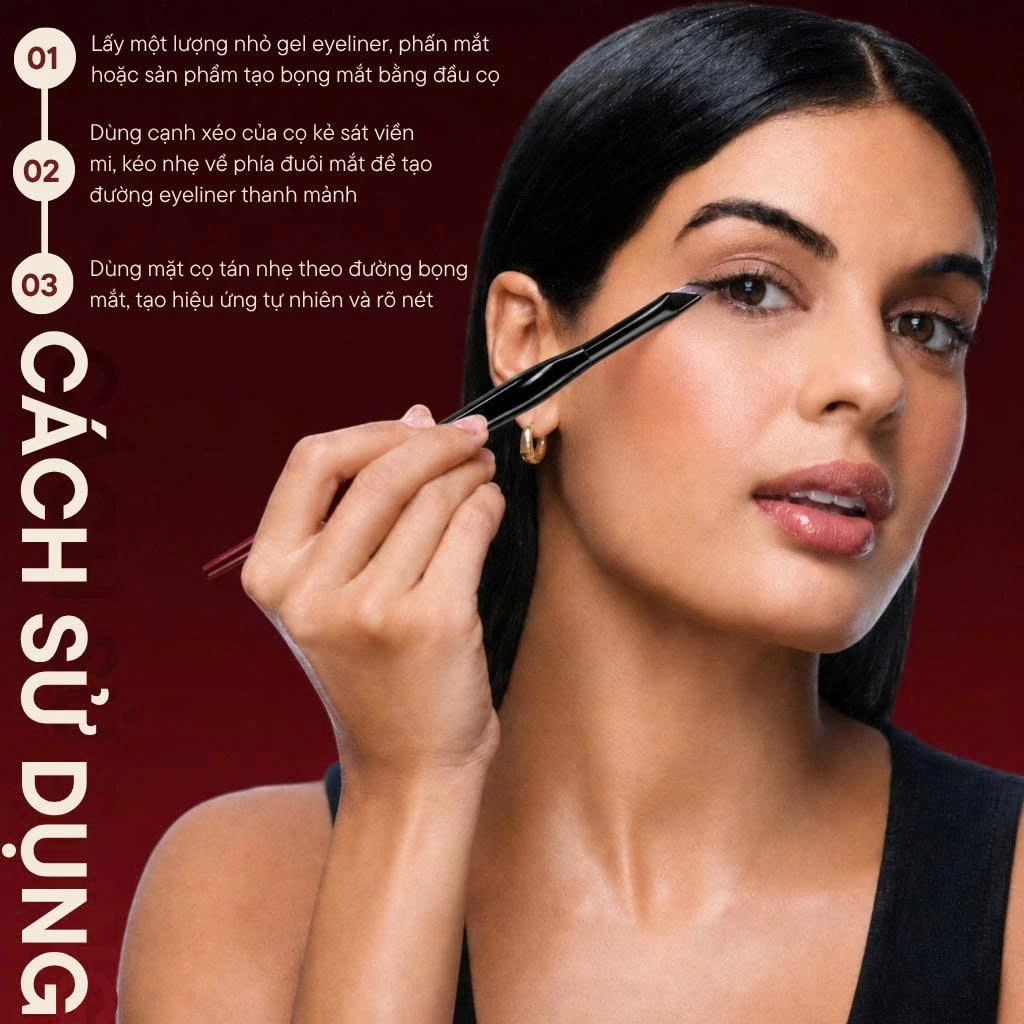 Cọ Tém / EyeLiner xéo để tém mày /kẻ mày /kẻ mắt cực mảnh và dễ dàng mới về BH COSMETICS Small Angled Liner Brush BH031