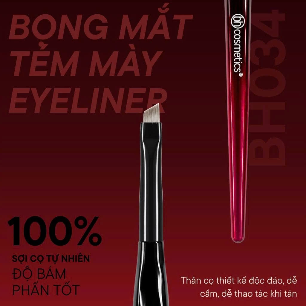 Cọ Kẻ Mày Eyeliner BH Cosmetics Vẽ Bọng Mắt Nét Mảnh Dùng Cho Chuyên Nghiệp Petit Angled Eyeliner/Concealer Brush BH034
