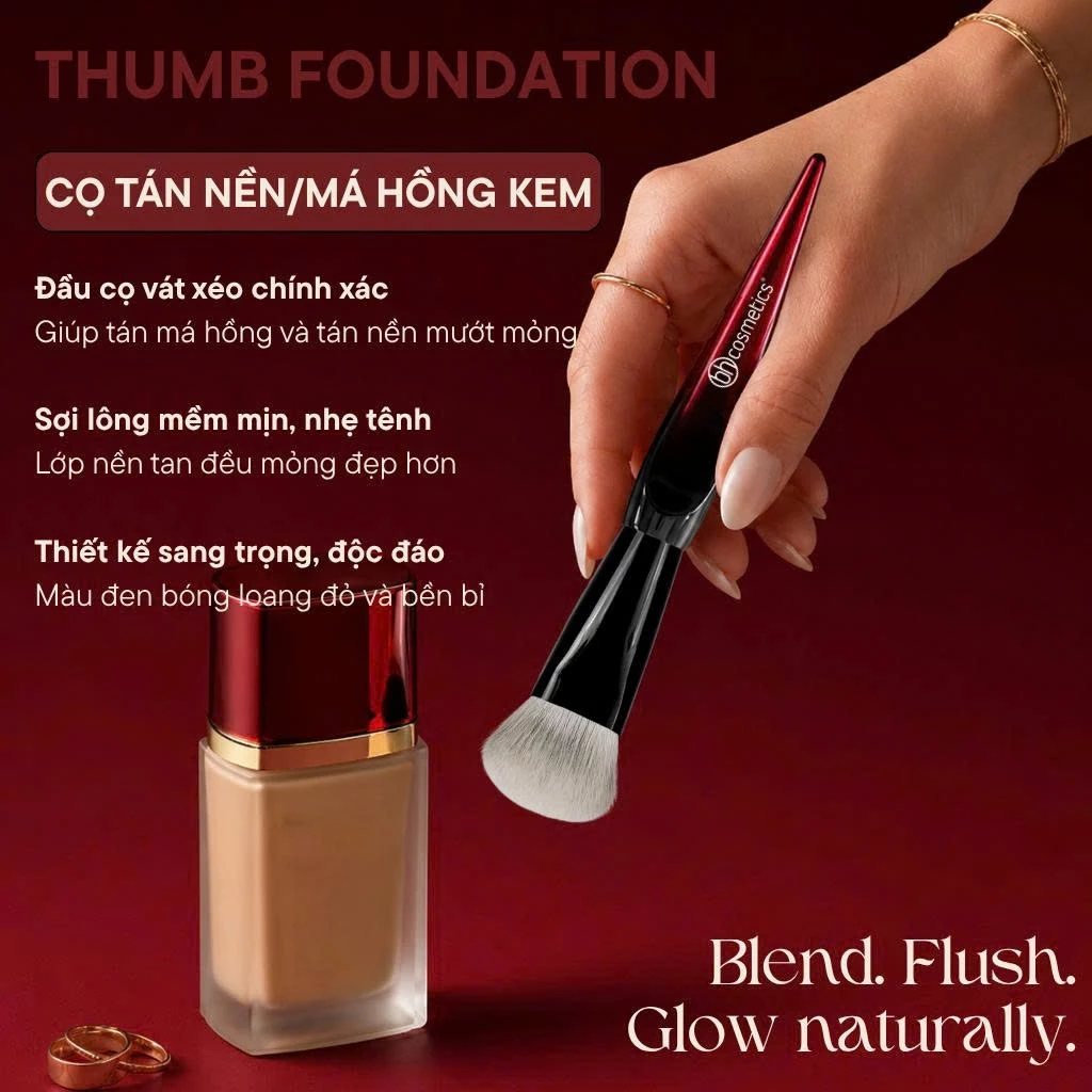 Cọ trang điểm má hồng kem tán nền đầu vát cao cấp BH Cosmetics Thumb Foundation BH001