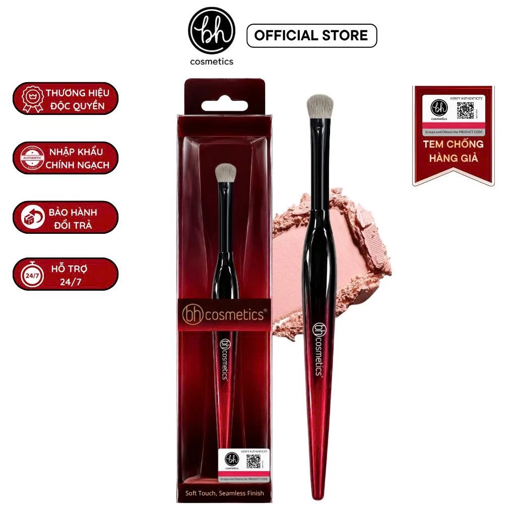 Cọ tán màu mắt bầu dẹp cao cấp BH Cosmetics Eye Shadow BH017 màu đỏ đô